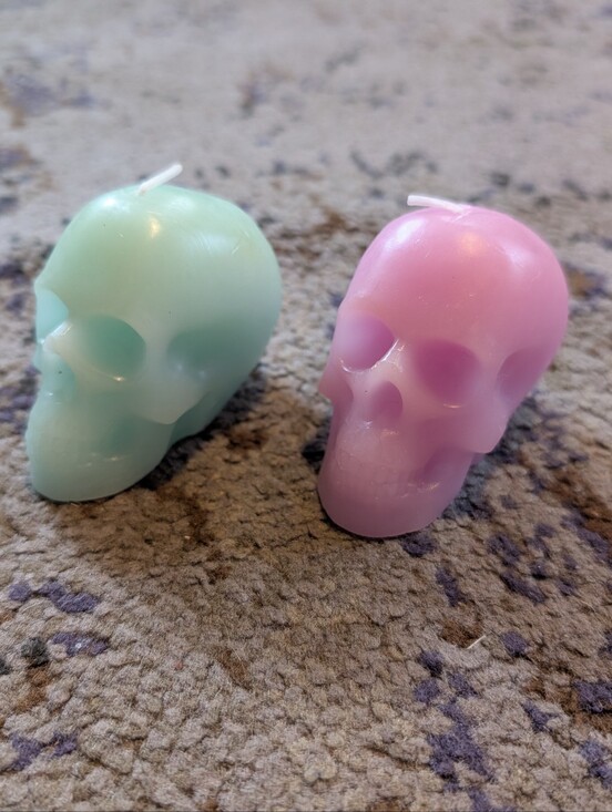 Other - Set Of 2 Skull Candles Blue And Purple Gothic Emo Halloween‎ Spooky *UNUSED*